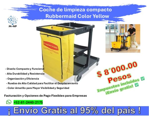 Coche de limpieza compacto Rubbermaid Color Yellow ¡Envío GRATIS y entregas en menos de 6 días!