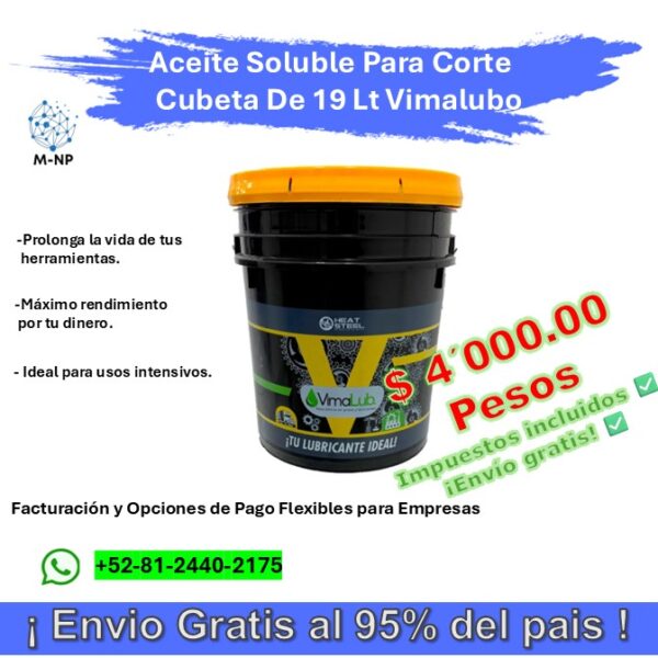 Aceite Soluble Para Corte Cubeta De 19 Lt Vimalub ¡Envío GRATIS y entregas en menos de 6 días!