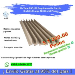 Mr Tape ESQ120 Esquineros De Cartón Kraft 2x2 Largo 120 Cm 50 Piezas ¡Envío GRATIS y entregas en menos de 6 días!