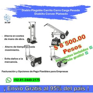Diablo Plegable Carrito Carro Carga Pesada Diablito Conver Plateado  ¡Envío GRATIS y entregas en menos de 6 días!