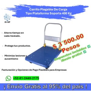 Carrito Plegable De Carga Tipo Plataforma Soporta 400 Kg ¡Envío GRATIS y entregas en menos de 6 días!