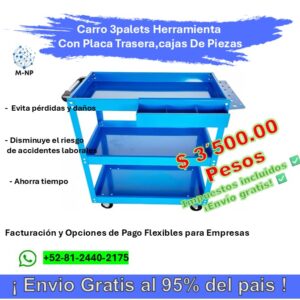 Carro 3palets Herramienta Con Placa Trasera,cajas De Piezas   ¡Envío GRATIS y entregas en menos de 6 días!