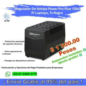 Regulador De Voltaje Power Pro Plus 120v P/ Laptops, Tv Negro ¡Envío GRATIS y entregas en menos de 6 días!