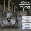Ventilador Industrial De Piso Y Pared Narvik De 20 Pulgadas, Potente, Aspas Metálicas, 3 Velocidades
