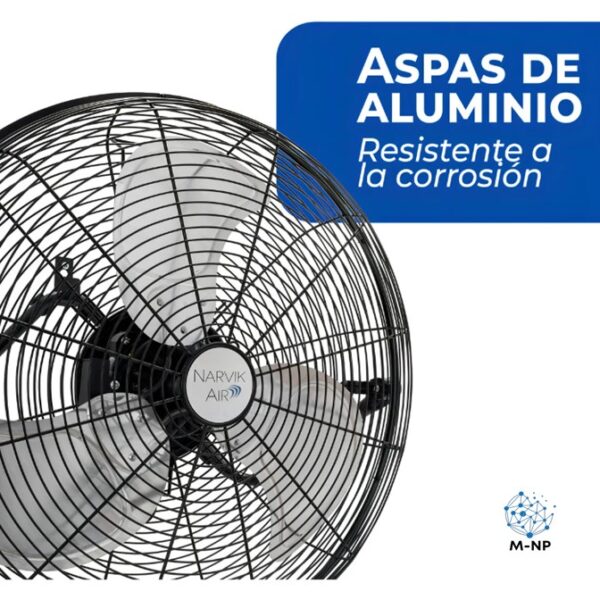 Ventilador Industrial De Piso Y Pared Narvik De 20 Pulgadas, Potente, Aspas Metálicas, 3 Velocidades