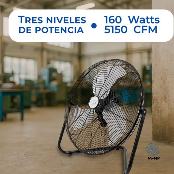Ventilador Industrial De Piso Y Pared Narvik De 20 Pulgadas, Potente, Aspas Metálicas, 3 Velocidades