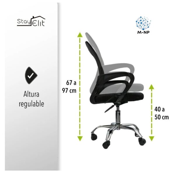 Silla Ejecutiva Stay Elit Oficina Ergonómica Escritorio Negro tapizado de malla transpirable