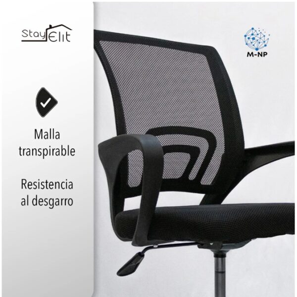 Silla Ejecutiva Stay Elit Oficina Ergonómica Escritorio Negro tapizado de malla transpirable