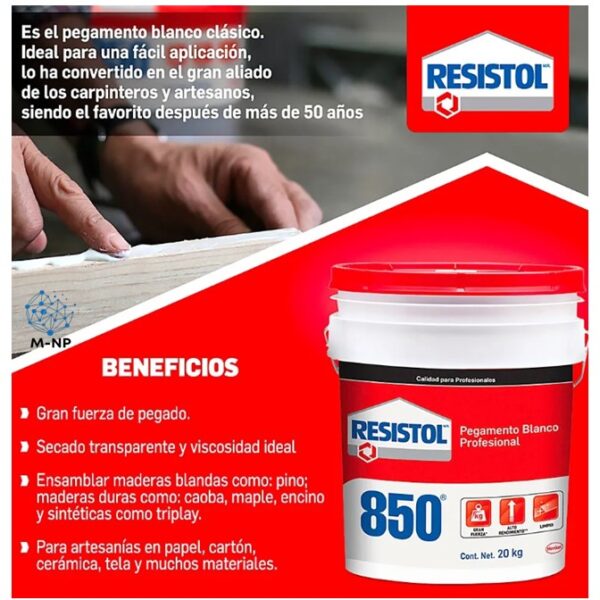 Slide5 Pegamento Resistol 850 Profesional 20 Kg Blanco ¡Envío GRATIS y entregas en menos de 6 días!