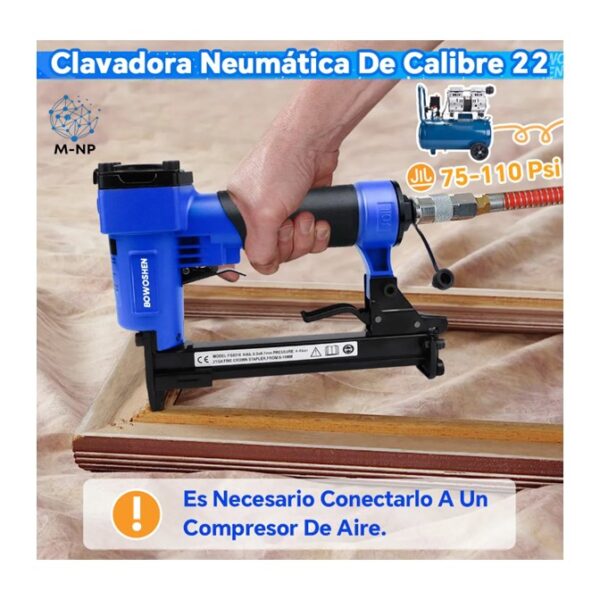 Slide7 Engrapadora Neumática Industrial Con 1000 Grapas Calibre 22 BOWOSHEN Para Madera Carpintería Tapicería