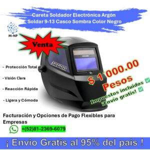 Careta Soldador Electrónica Argón Soldar 9-13 Casco Sombra Color Negro ¡Envío GRATIS y entregas en menos de 6 días!