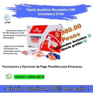 Tapón Auditivo Reusable (100 Unidades) 27db