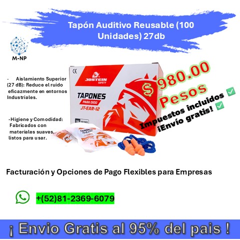 Tapón Auditivo Reusable (100 Unidades) 27db