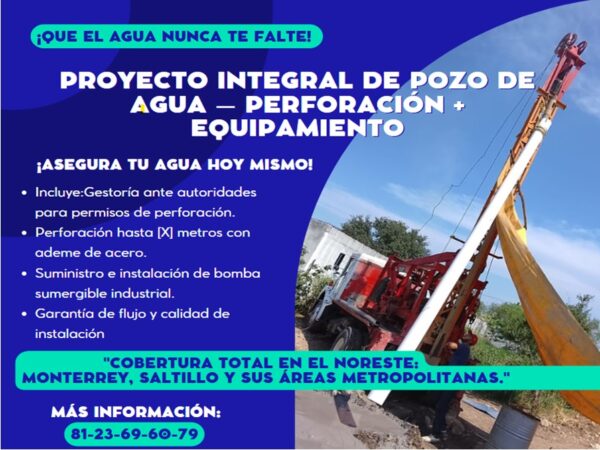 Proyecto Integral de Pozo de Agua - Perforación + Equipamiento