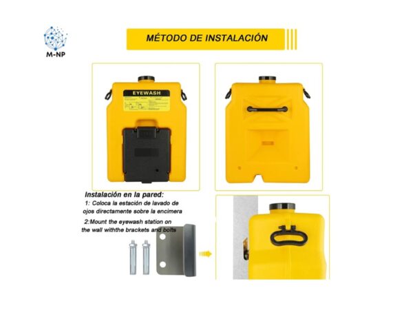 Estación Lavaojos Portátil Montada En La Pared De 14 Galones