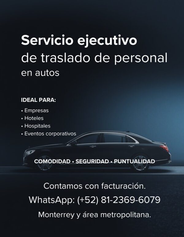 Servicio ejecutivo de traslado de personal en autos