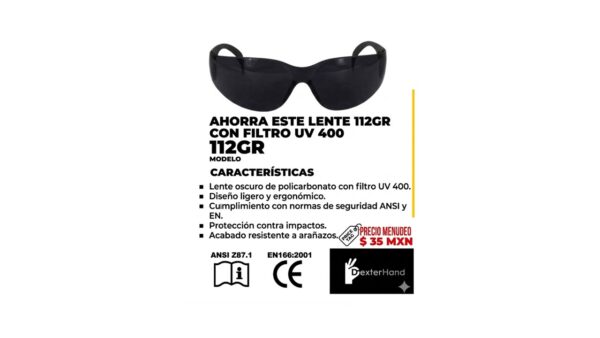 M-NP | Lente de Protección Industrial DexterHand - Modelo 112GR